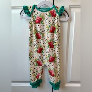 Ricrac & Ruffles Floral and Polka Dot Romper (Size 12 Months)